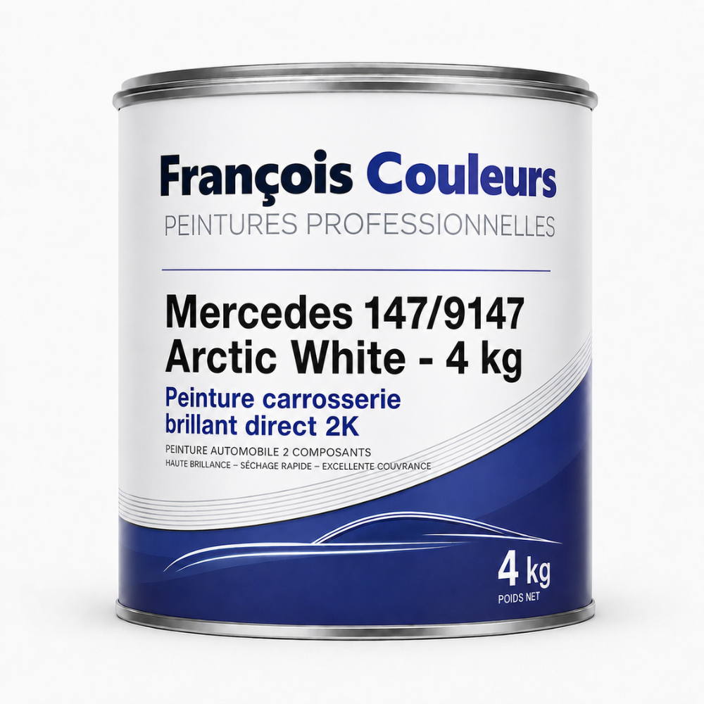 Peinture carrosserie brillant direct 2K Mercedes 147/9147 Arctic White - 4 kg